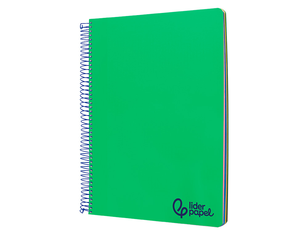 CUADERNO ESPIRAL LIDERPAPEL A4 MICRO WONDER TAPA PLASTICO 120H 90GR CUADRO 5MM 5 BANDAS 4 TALADROS COLOR VERDE OSCURO