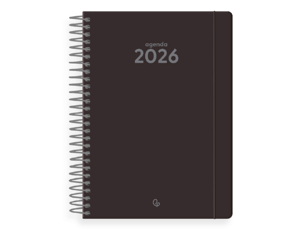 AGENDA ESPIRAL LIDERPAPEL CLASSIC A4 2026 DIA PAGINA NEGRO PAPEL 70 GR FSC