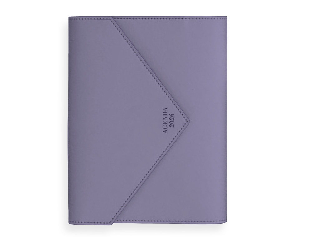 AGENDA ENCUADERNADA LIDERPAPEL PSARA A5 2026 DIA PAGINA MORADO PAPEL 70 GR FSC
