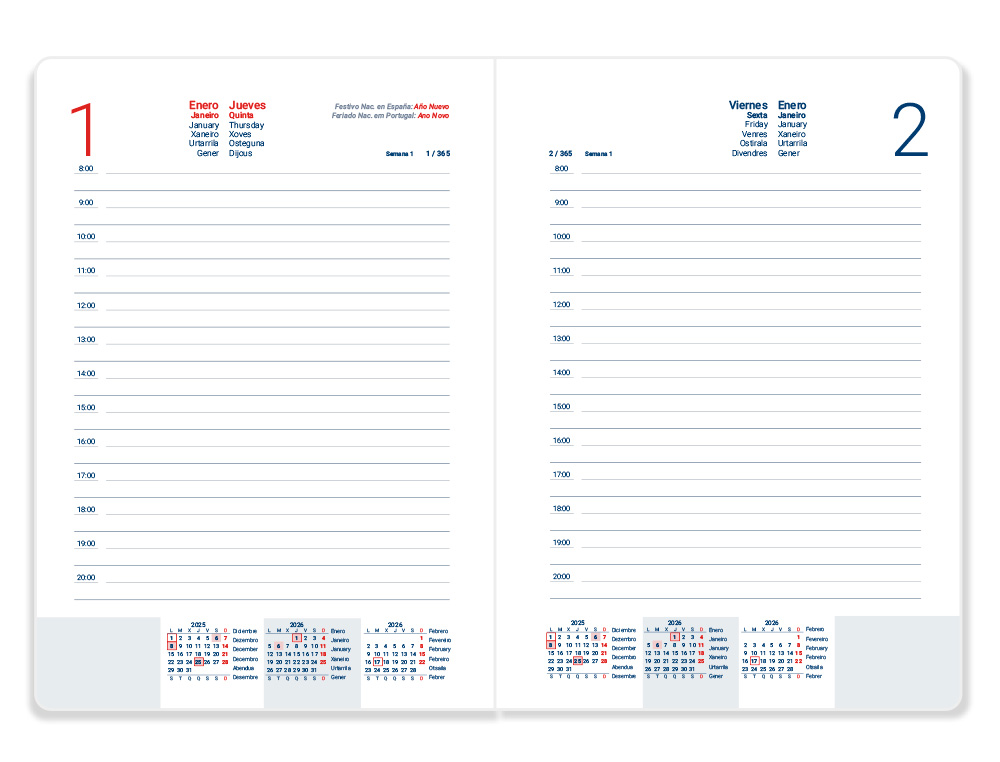 AGENDA ENCUADERNADA LIDERPAPEL CORFU A5 2026 DIA PAGINA AZUL CLARO PAPEL 60 GR FSC