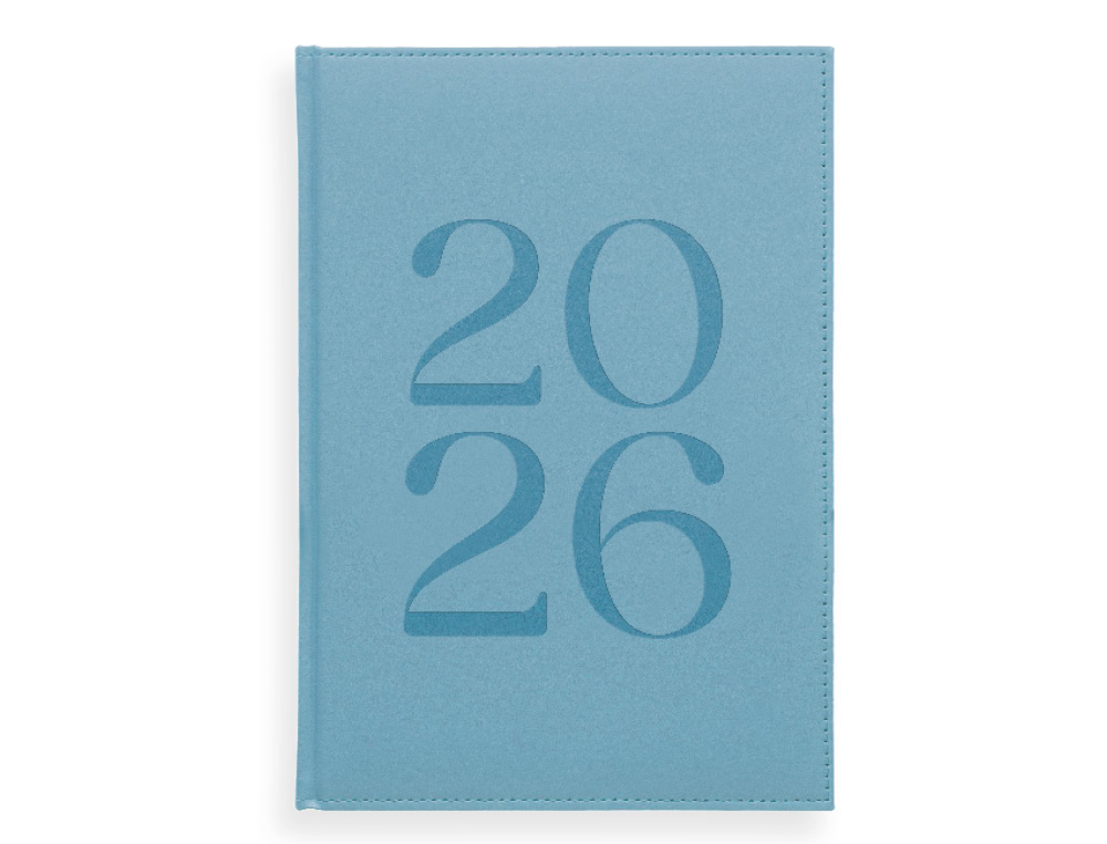 AGENDA ENCUADERNADA LIDERPAPEL CRETA 150X210 MM 2026 SEMANA VISTA AZUL CLARO PAPEL 70 GR FSC