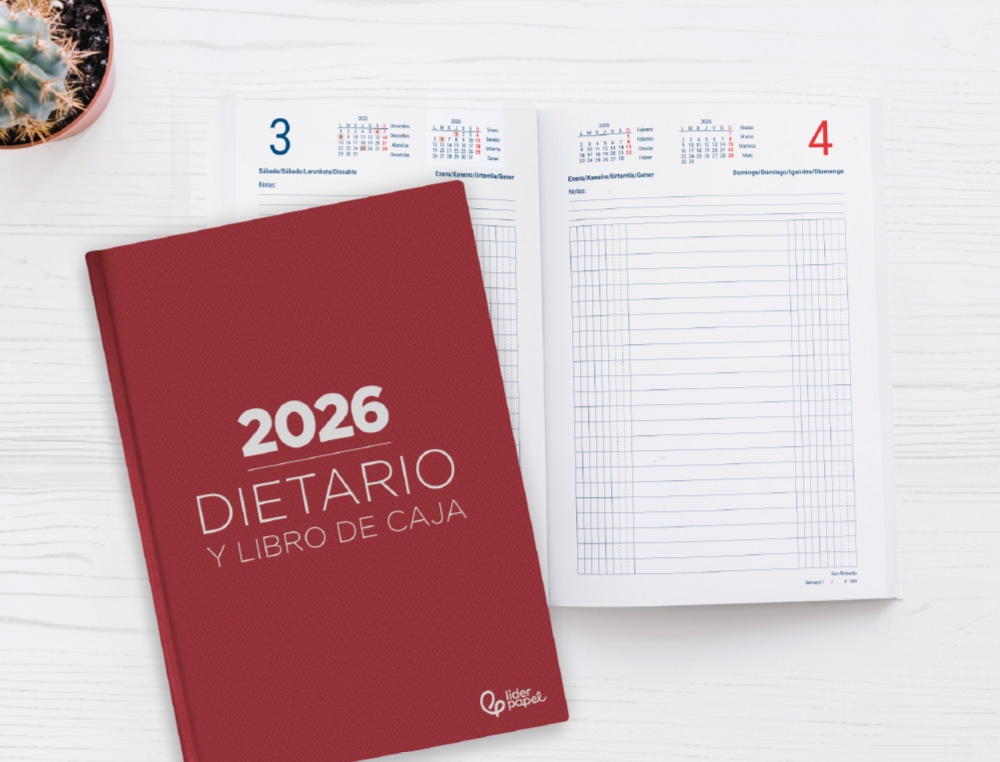 DIETARIO LIDERPAPEL 2026 OCTAVO 120X165 MM DIA PAGINA COLOR AZUL PAPEL 70 GR FSC