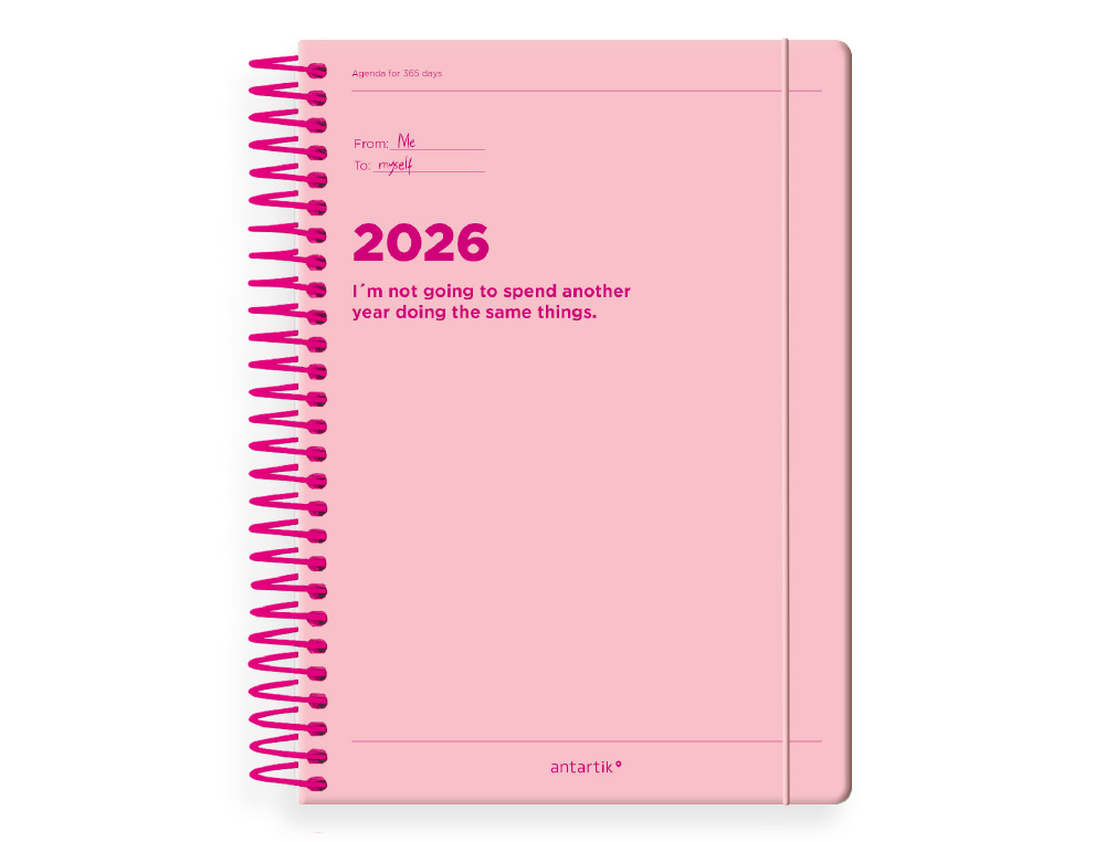 AGENDA ESPIRAL ANTARTIK MANIFEST A5+ 2026 DÍA PÁGINA ROSA PAPEL 80G FSC