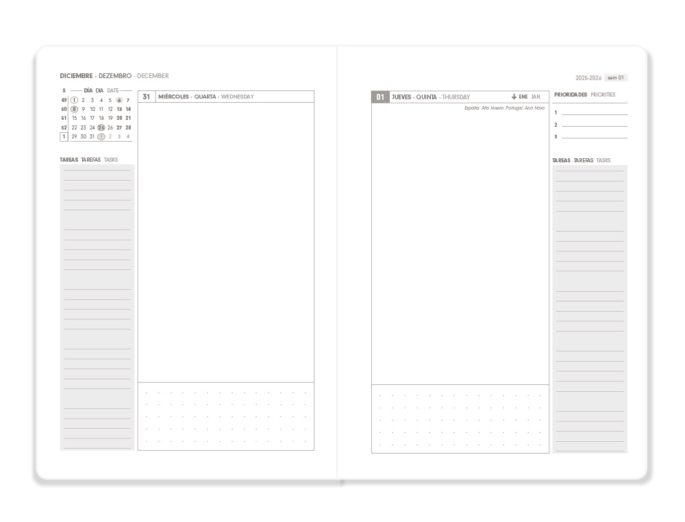 AGENDA ENCUADERNADA ANTARTIK MY YEAR A5+ 2026 DÍA PÁGINA GRIS PAPEL 80G FSC