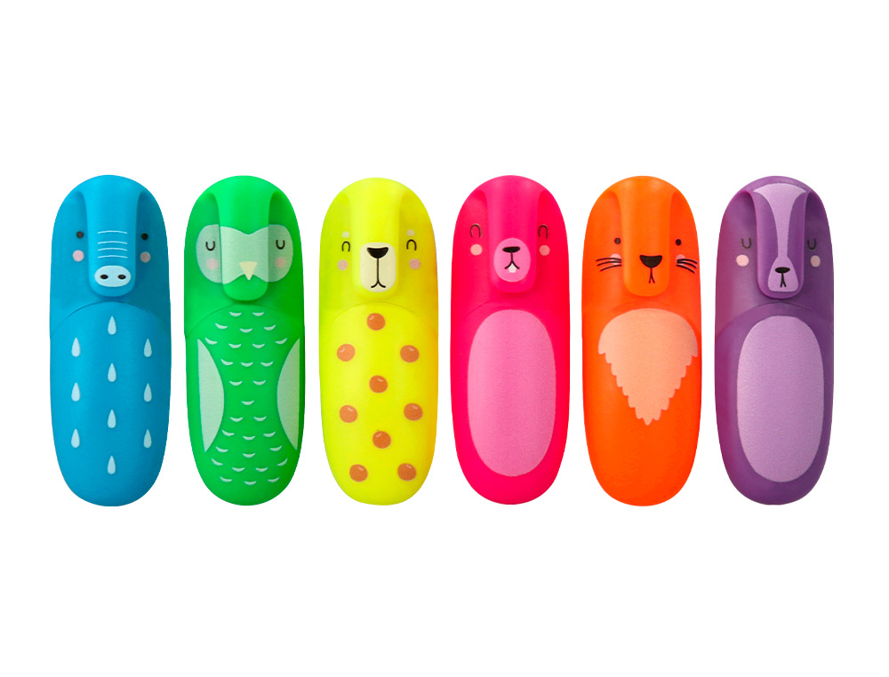 ROTULADOR IMAGINOVO FLUORESCENTE SAFARI GLOW NEON ANIMALES Y CLIP EXPOSITOR DE 24 UNIDADES SURTIDAS