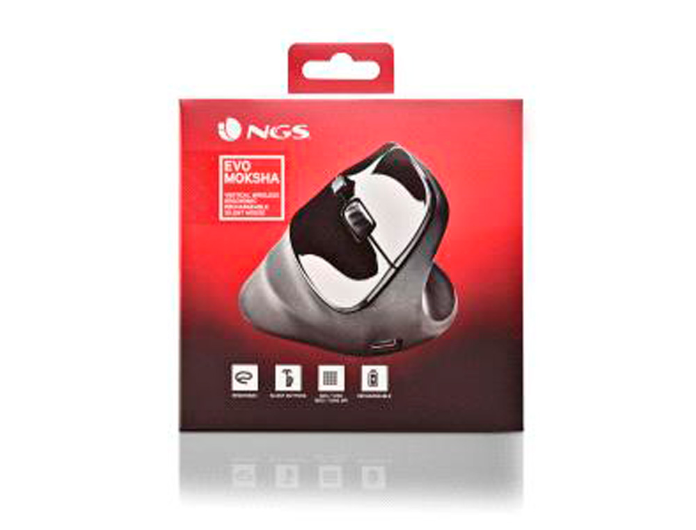 RATON NGS EVO MOKSHA INALAMBRICO OPTICO 800/1200/1800/2400 DPI ERGONOMICO VERTICAL COLOR