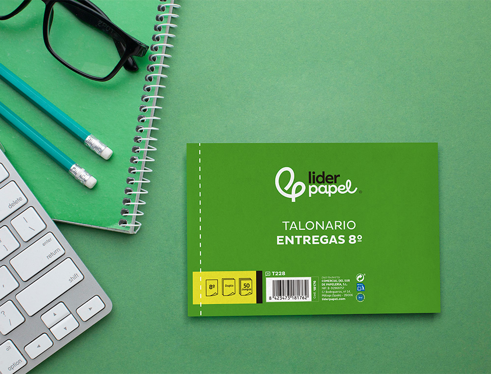 TALONARIO LIDERPAPEL ENTREGAS 8 ORIGINAL Y COPIA T228 APAISADO