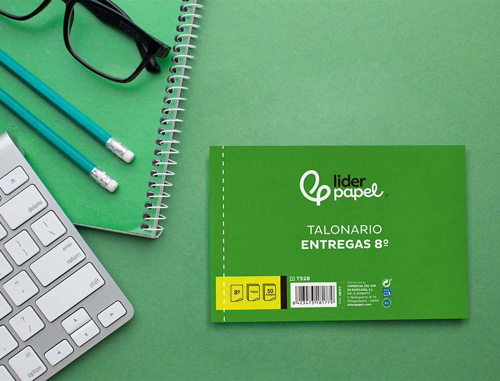 TALONARIO LIDERPAPEL ENTREGAS 8 ORIGINAL Y 2 COPIAS T328 APAISADO