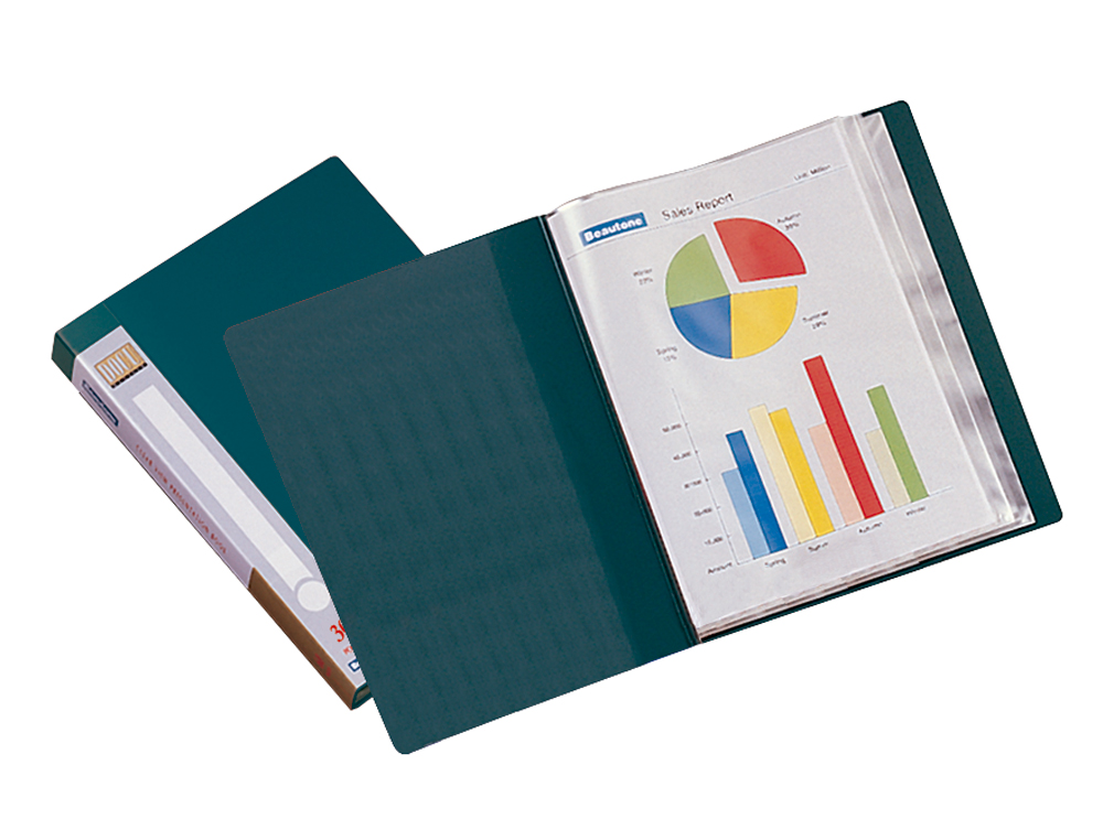 CARPETA LIDERPAPEL PERSONALIZA 31723 40 FUNDAS POLIPROPILENO DIN A4 VERDE LOMO PERSONALIZABLE
