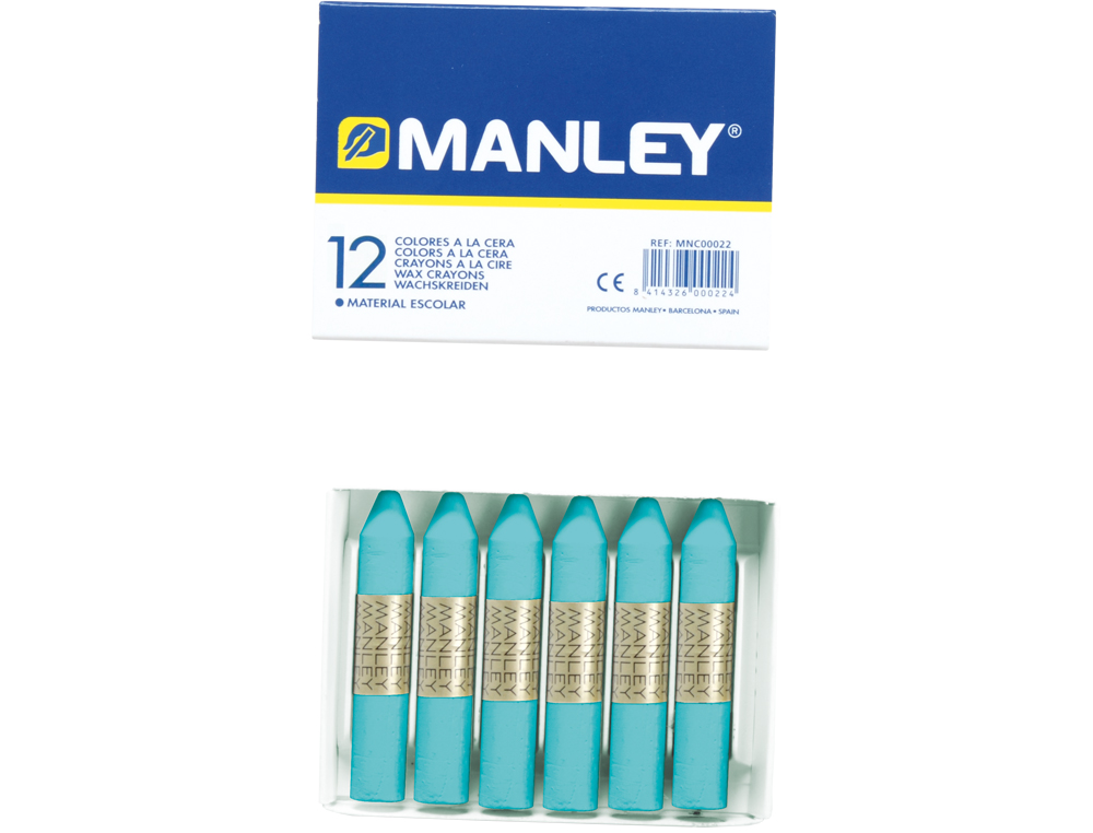 LAPICES CERA MANLEY UNICOLOR AZUL TURQUESA N.16 CAJA DE 12 UNIDADES