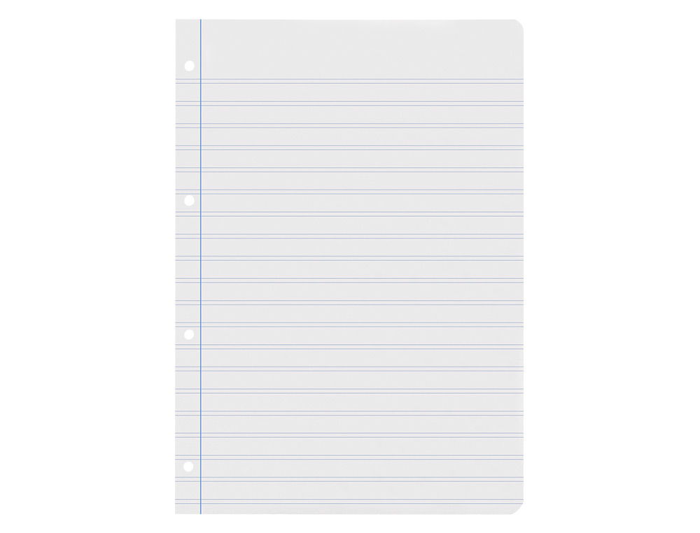 RECAMBIO LIDERPAPEL A4 100 HOJAS 60G/M2 PAUTA 4ª 3.5MM CON MARGEN 4 TALADROS