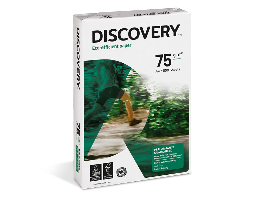 PAPEL FOTOCOPIADORA DISCOVERY DIN A4 75 GRAMOS PAPEL MULTIUSO INK-JET Y LASER PAQUETE DE 500 HOJAS