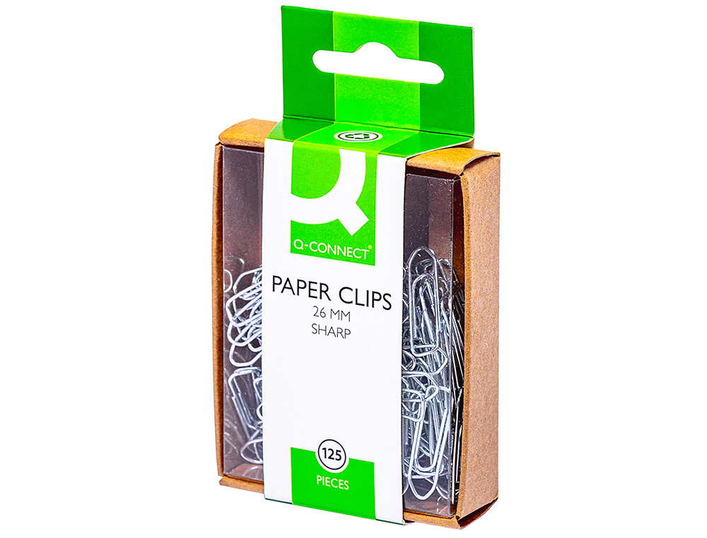 CLIPS NIQUELADOS Q-CONNECT 26 MM CAJA DE 125 UNIDADES
