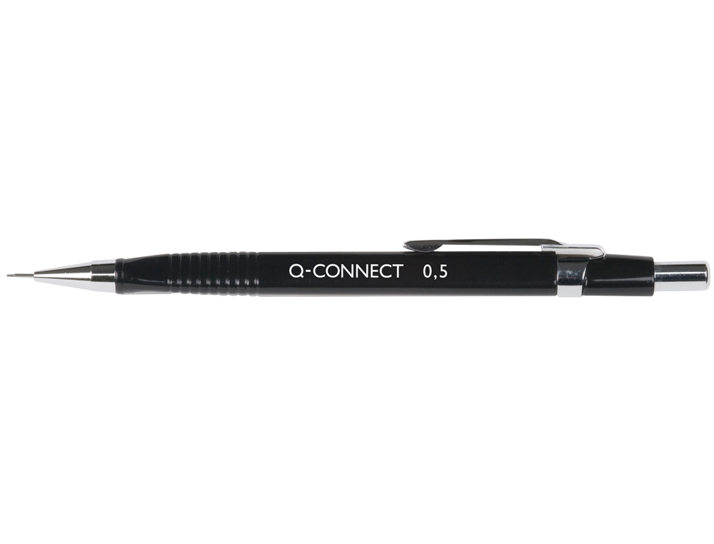 PORTAMINAS Q-CONNECT 0,5 MM CON TRES MINAS CUERPO NEGRO CLIP METALICO