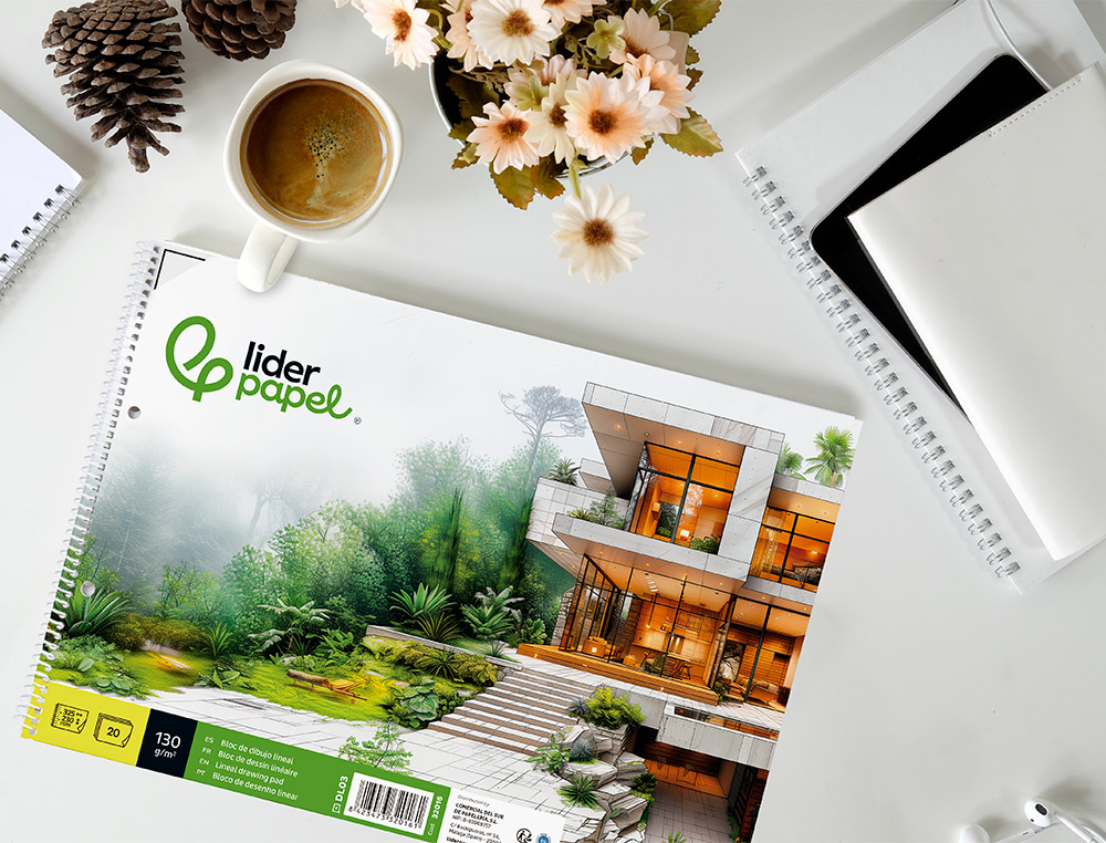 BLOC DIBUJO LIDERPAPEL LINEAL ARQUITECTURA 230X325 MM 20 HOJAS 130G/M2 CON RECUADRO PERFORADO