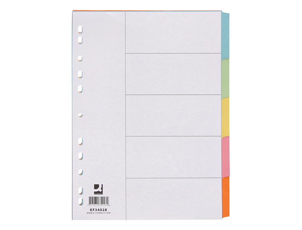 SEPARADOR Q-CONNECT CARTULINA JUEGO DE 5 SEPARADORES DIN A4 MULTITALADRO