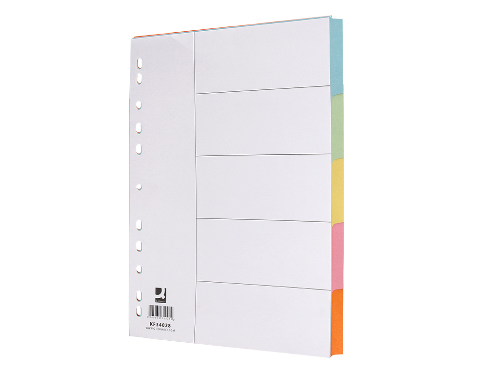 SEPARADOR Q-CONNECT CARTULINA JUEGO DE 5 SEPARADORES DIN A4 MULTITALADRO