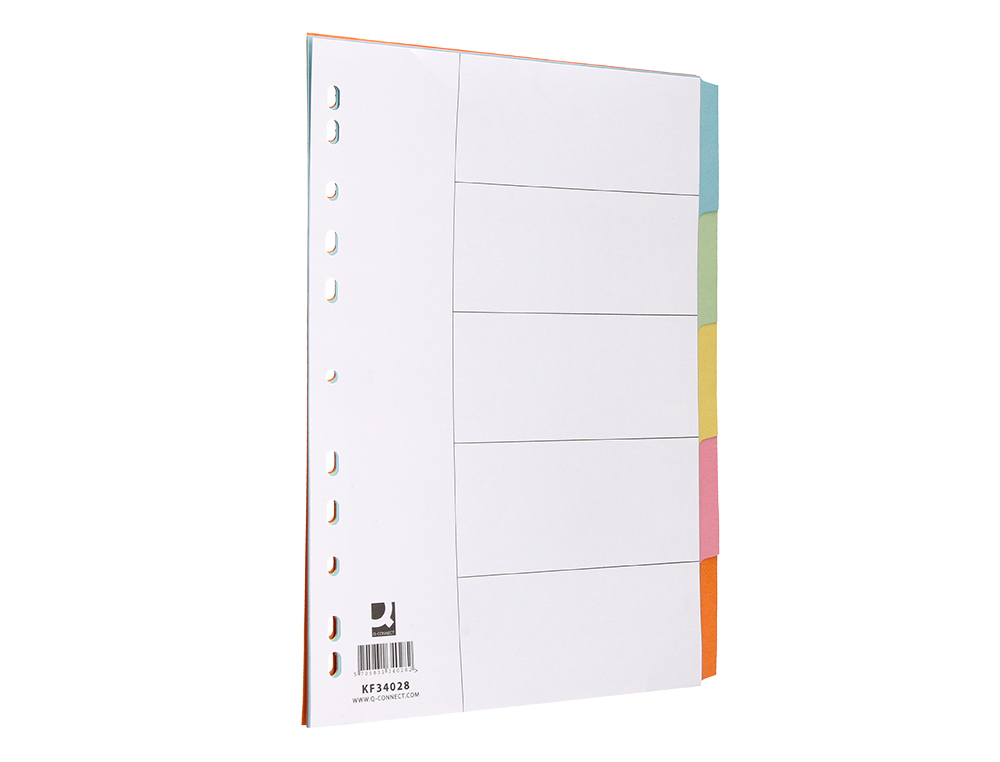 SEPARADOR Q-CONNECT CARTULINA JUEGO DE 5 SEPARADORES DIN A4 MULTITALADRO