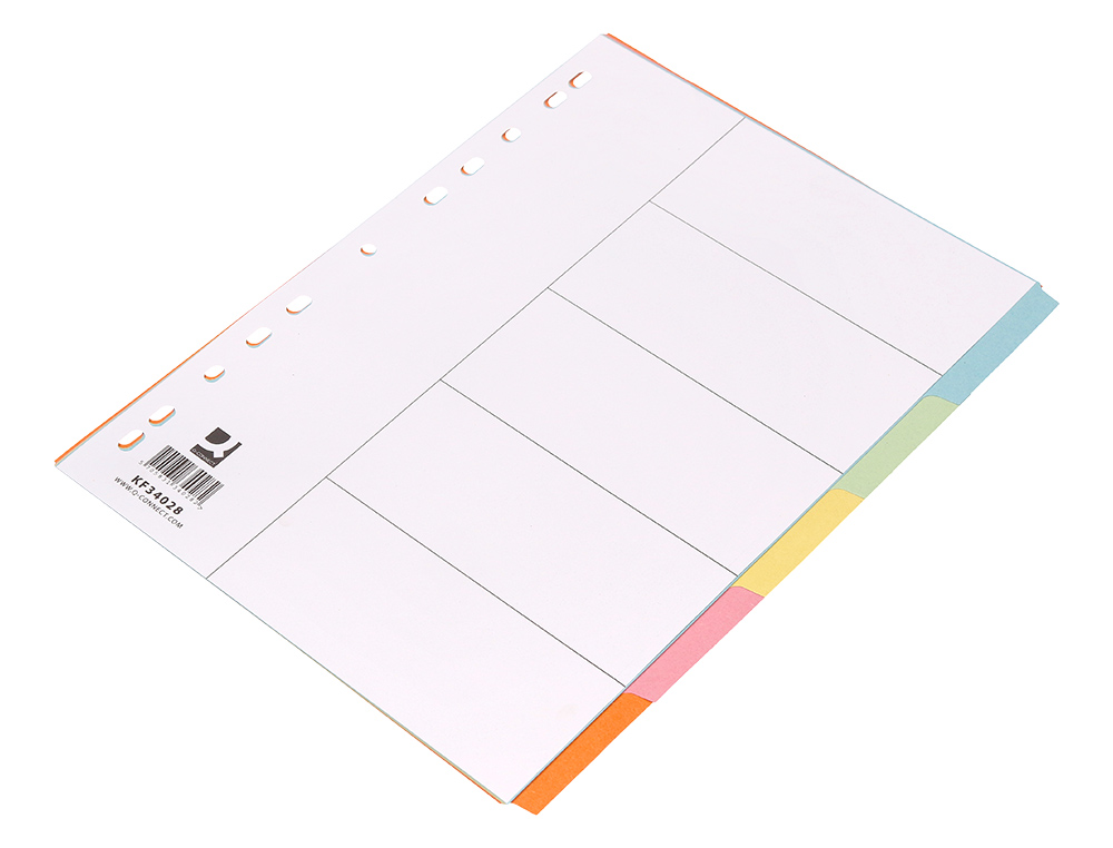 SEPARADOR Q-CONNECT CARTULINA JUEGO DE 5 SEPARADORES DIN A4 MULTITALADRO