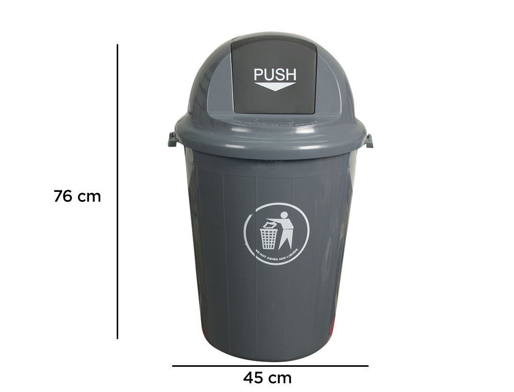 PAPELERA CONTENEDOR Q-CONNECT PLASTICO CON TAPADERA 80L COLOR GRIS 450X760 MM