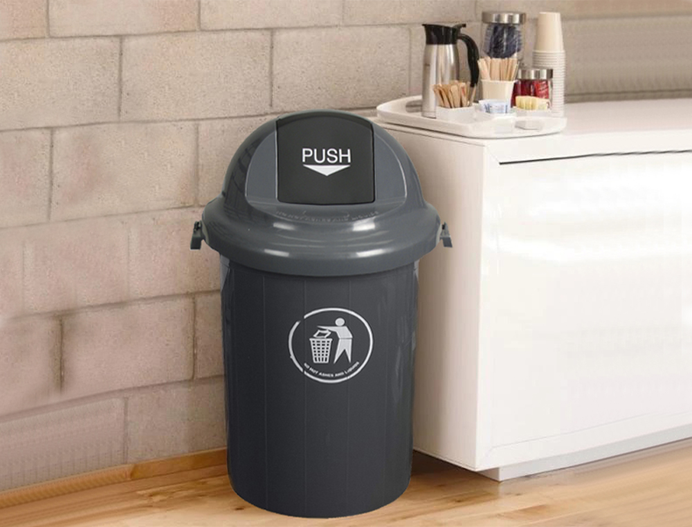 PAPELERA CONTENEDOR Q-CONNECT PLASTICO CON TAPADERA 80L COLOR GRIS 450X760 MM