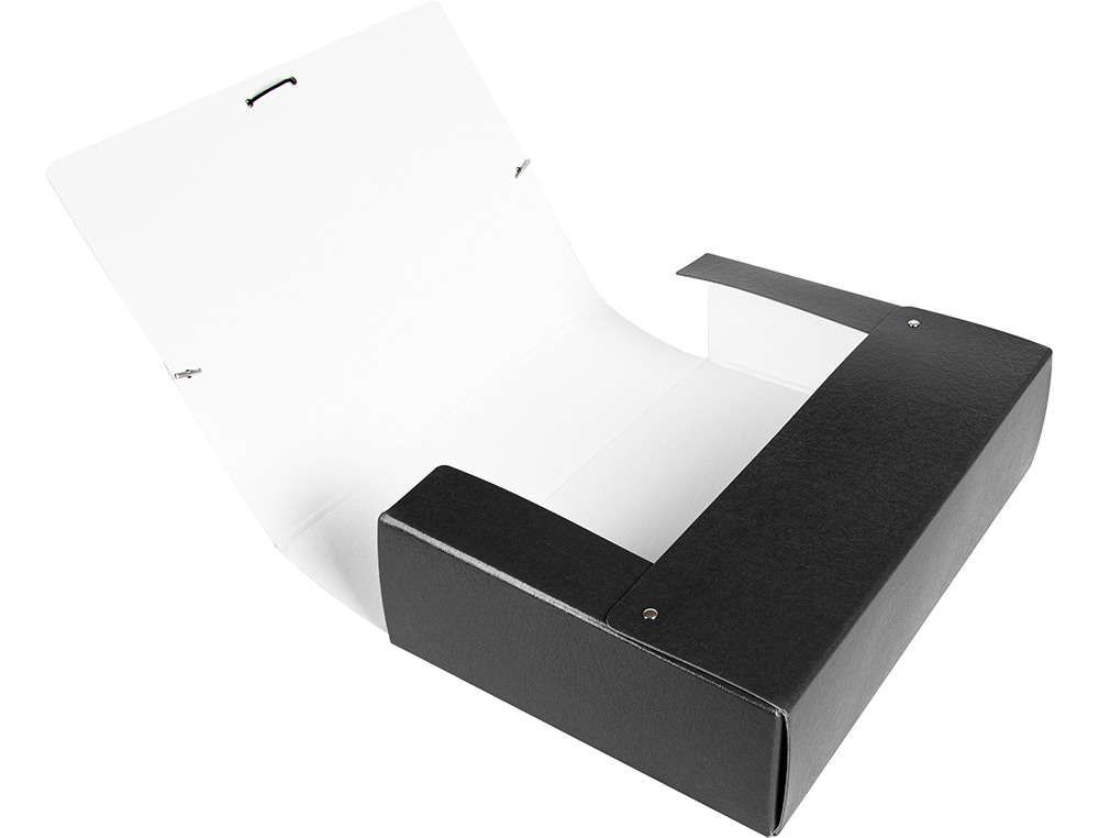 CARPETA PROYECTOS LIDERPAPEL FOLIO LOMO 90MM CARTON GOFRADO NEGRA