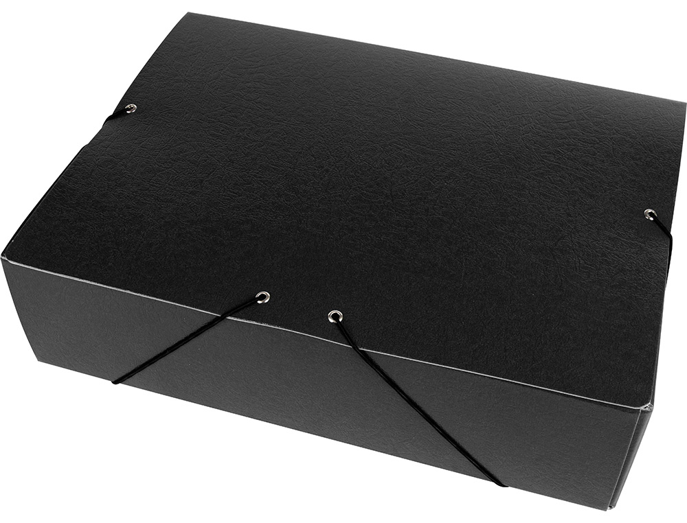 CARPETA PROYECTOS LIDERPAPEL FOLIO LOMO 90MM CARTON GOFRADO NEGRA