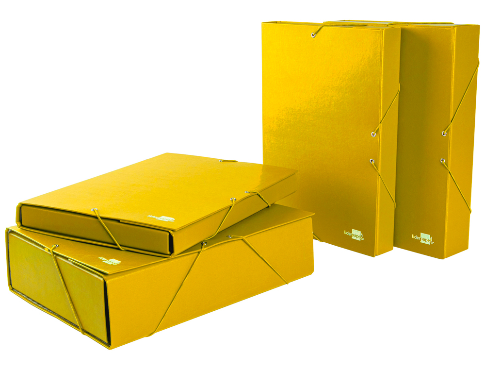 CARPETA PROYECTOS LIDERPAPEL FOLIO LOMO 90MM CARTON GOFRADO AMARILLA