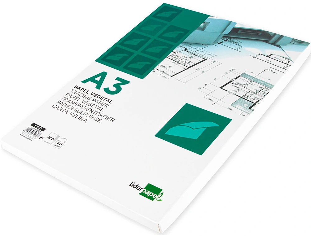 PAPEL VEGETAL LIDERPAPEL 90GR 297X420MM