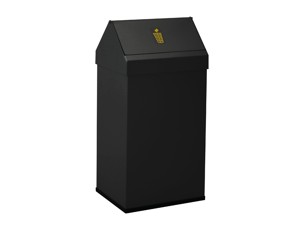 PAPELERA METALICA BASCULANTE GANCHOS INTERIORES ARO INFERIOR PVC ANCHO 32CM ALTO 65CM FONDO 25CM CAPACIDAD 52L