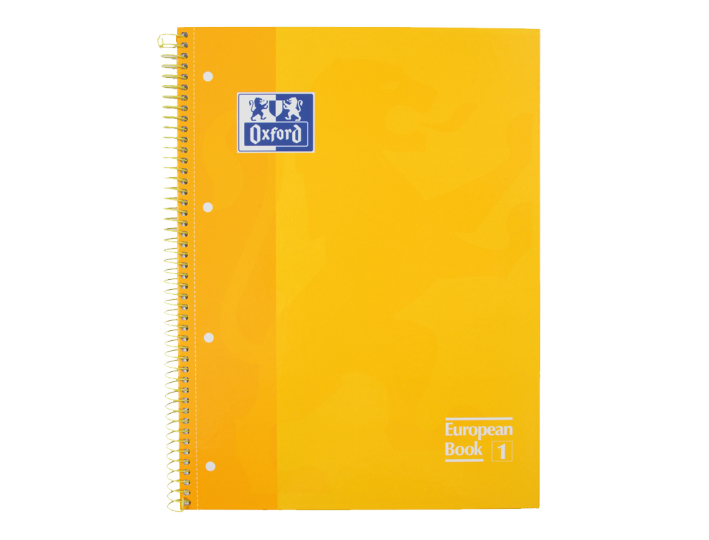 BLOC ESPIRAL OXFORD TAPA EXTRADURA MICROPERFORADO DIN A4 80 HOJAS CUADROS 5MM COLOR AMARILLO
