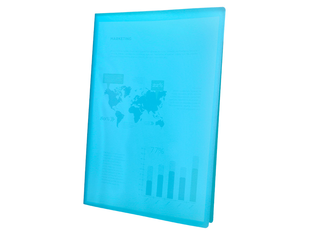 CARPETA LIDERPAPEL ESCAPARATE 47072 60 FUNDAS POLIPROPILENO DIN A4 AZUL TRANSLUCIDO