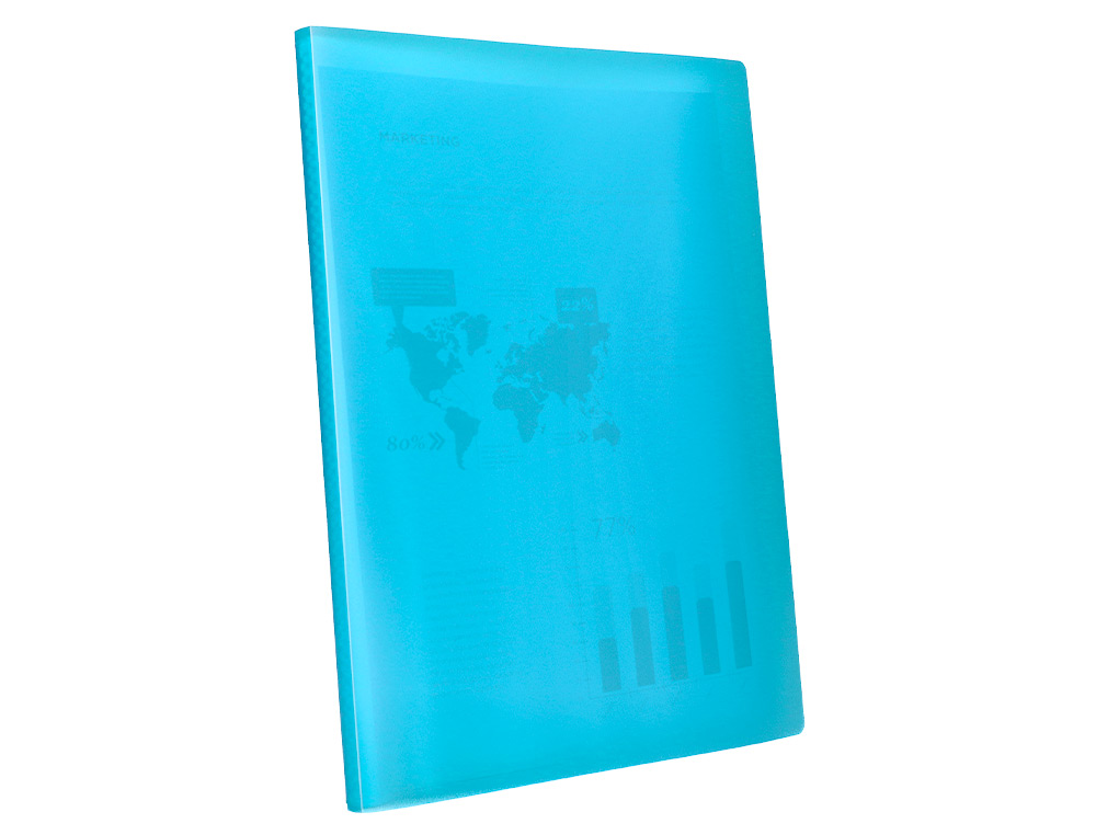 CARPETA LIDERPAPEL ESCAPARATE 47072 60 FUNDAS POLIPROPILENO DIN A4 AZUL TRANSLUCIDO