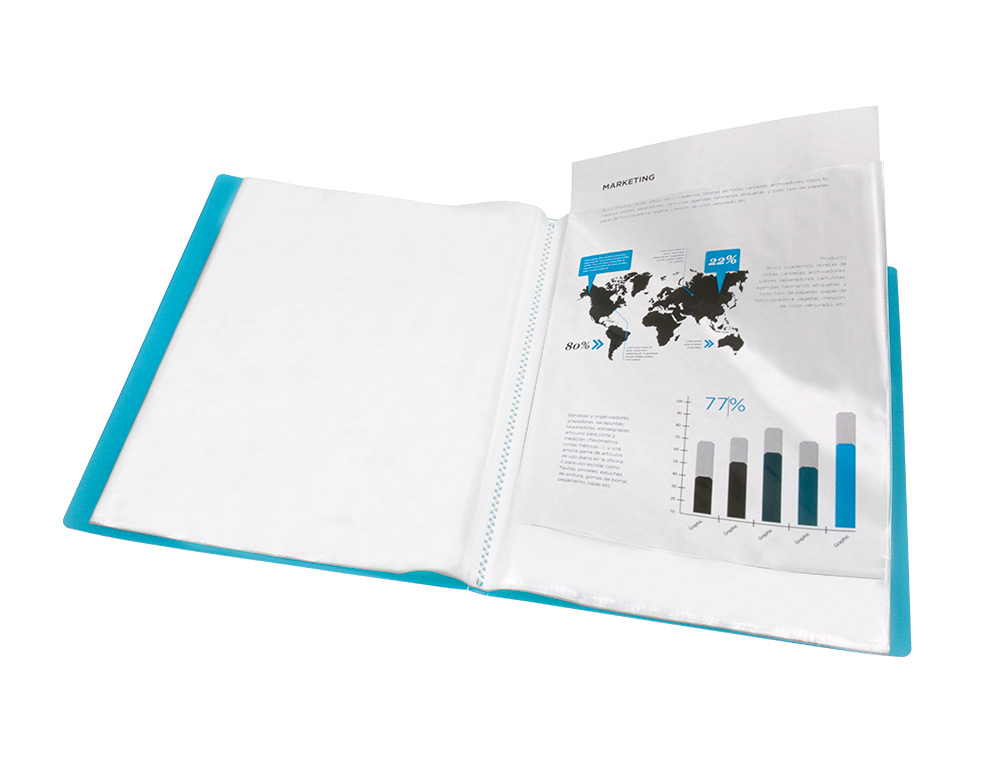 CARPETA LIDERPAPEL ESCAPARATE 47072 60 FUNDAS POLIPROPILENO DIN A4 AZUL TRANSLUCIDO