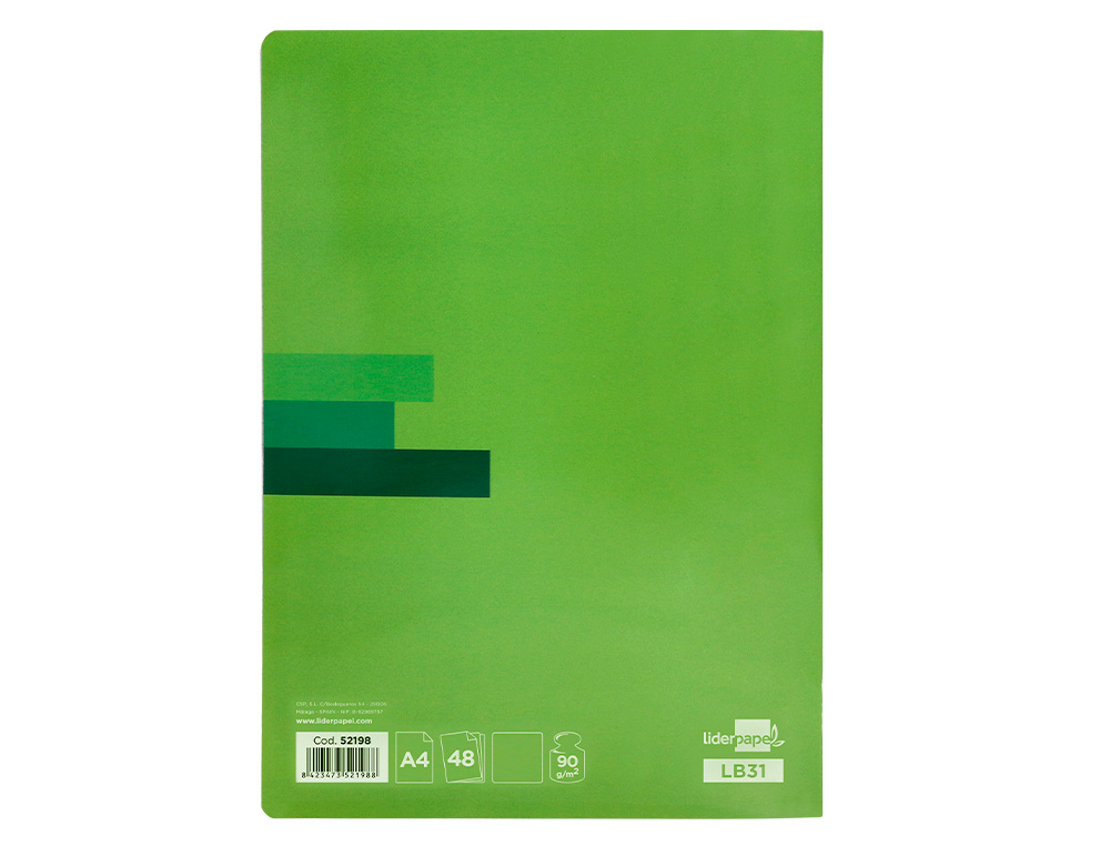 LIBRETA LIDERPAPEL SCRIPTUS A4 48 HOJAS 90G/M2 LISO SIN MARGEN