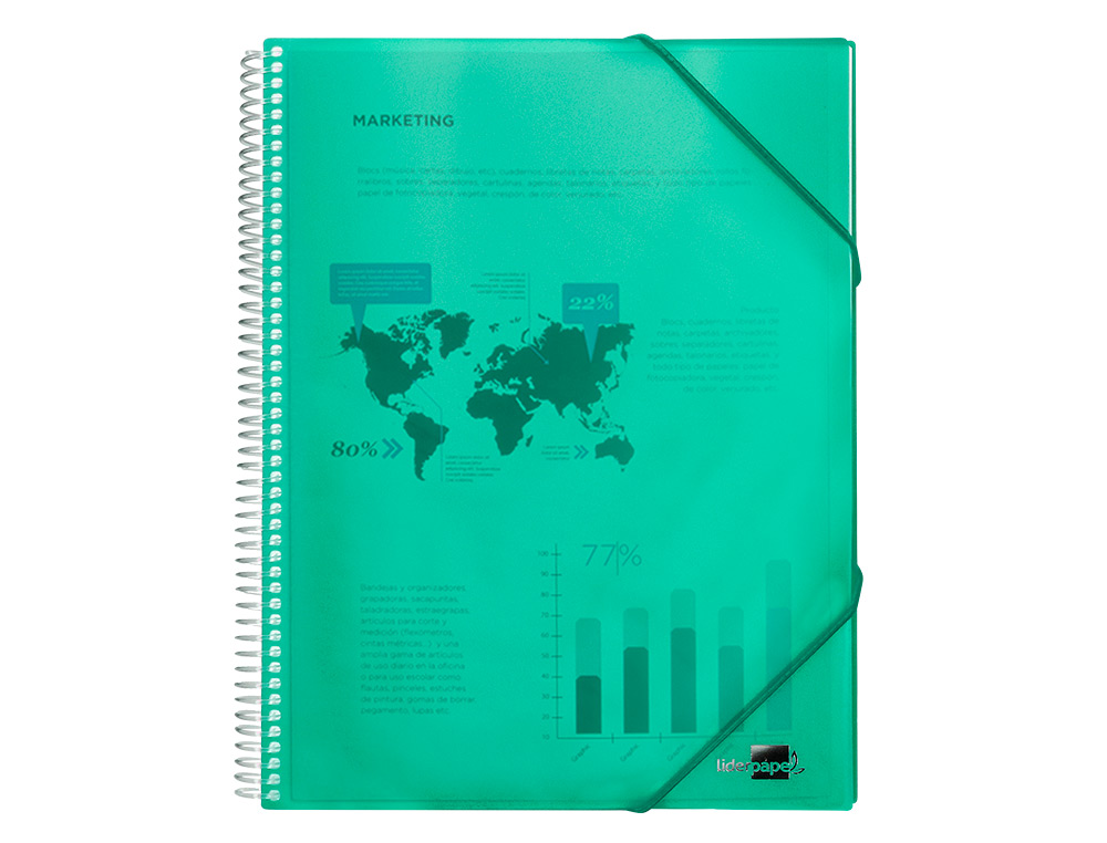 CARPETA LIDERPAPEL ESCAPARATE CON ESPIRAL 40 FUNDAS POLIPROPILENO DIN A4 VERDE