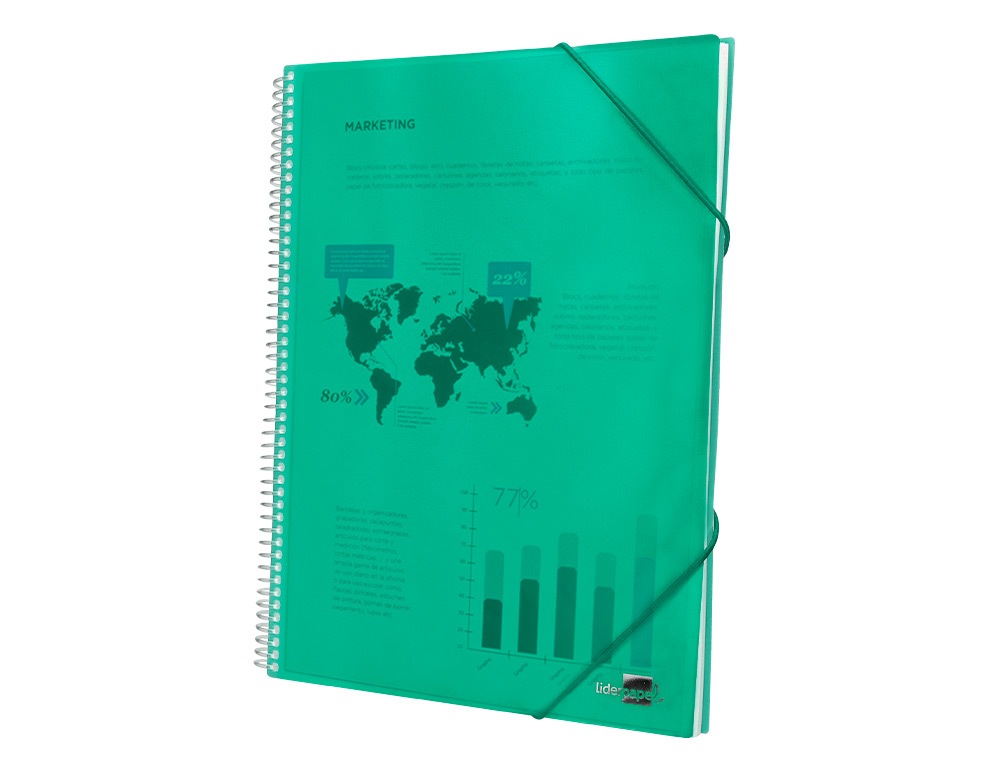 CARPETA LIDERPAPEL ESCAPARATE CON ESPIRAL 40 FUNDAS POLIPROPILENO DIN A4 VERDE