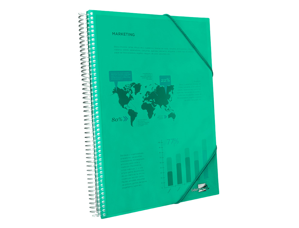 CARPETA LIDERPAPEL ESCAPARATE CON ESPIRAL 40 FUNDAS POLIPROPILENO DIN A4 VERDE