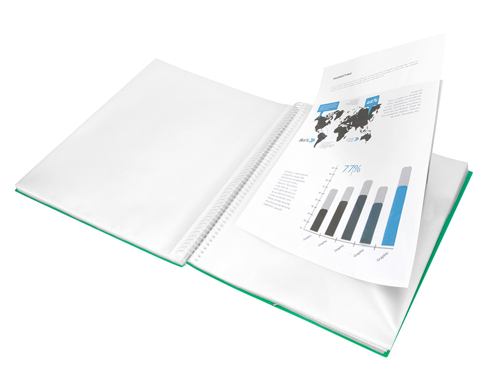 CARPETA LIDERPAPEL ESCAPARATE CON ESPIRAL 40 FUNDAS POLIPROPILENO DIN A4 VERDE