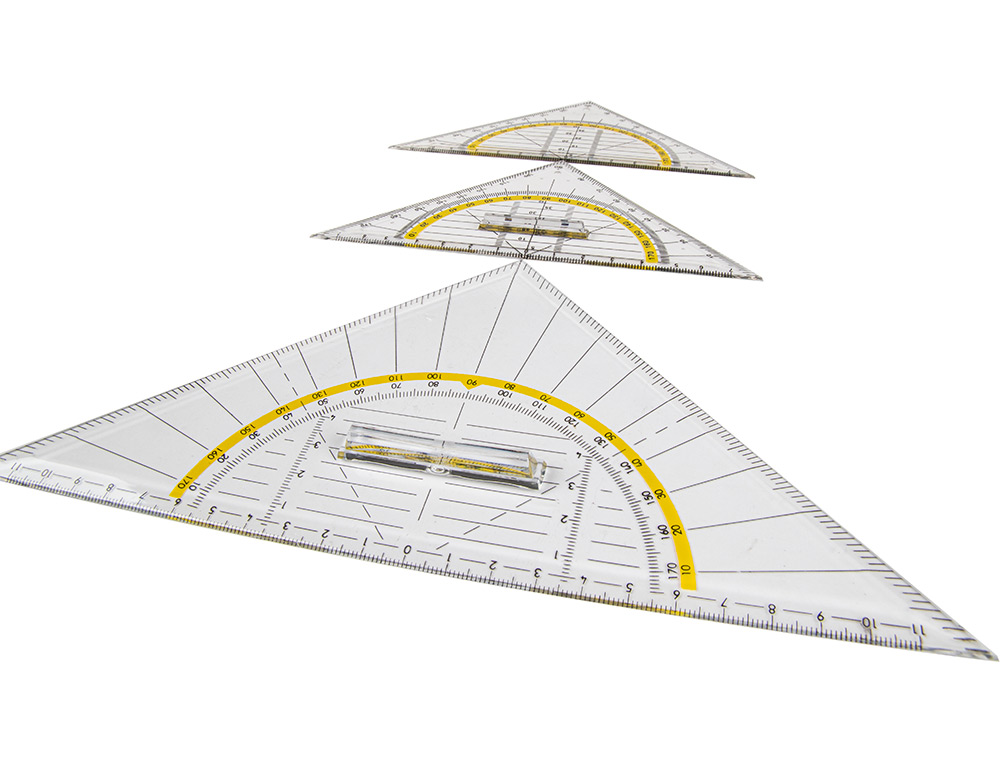 ESCUADRA LIDERPAPEL GEOMETRIA 16 CM PLASTICO CRISTAL CON PESTAA DE SUJECCION