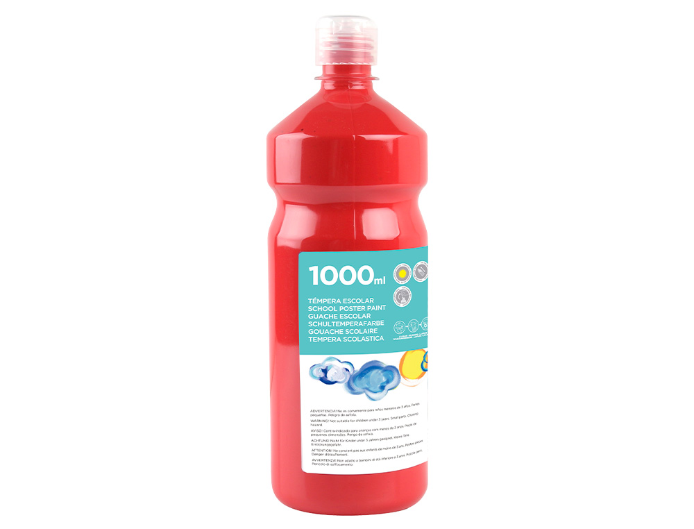 TEMPERA LIQUIDA LIDERPAPEL ESCOLAR 1000 ML ROJO