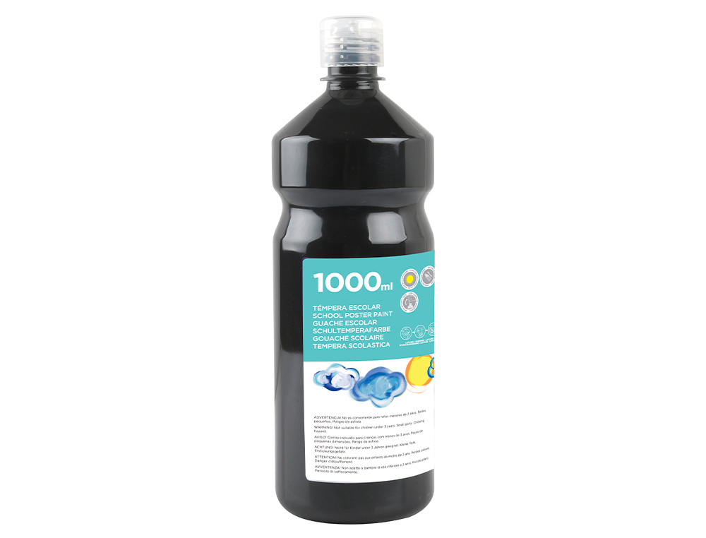 TEMPERA LIQUIDA LIDERPAPEL ESCOLAR 1000 ML NEGRO