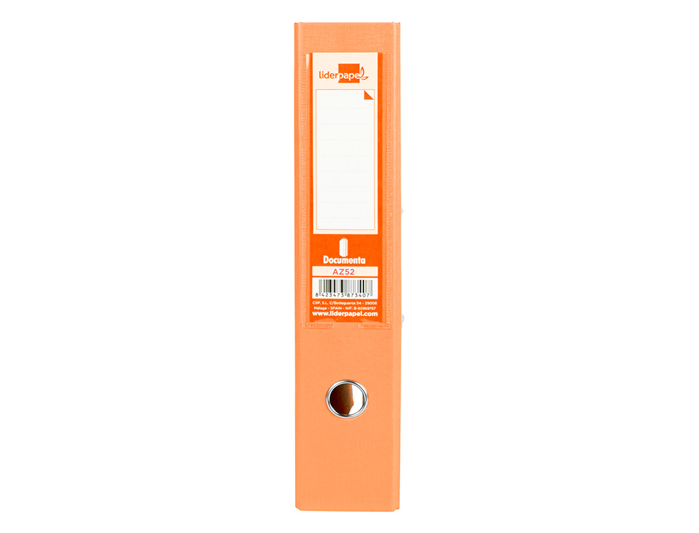 ARCHIVADOR DE PALANCA LIDERPAPEL FOLIO DOCUMENTA FORRADO PVC CON RADO LOMO 75MM NARANJA CON COMPRESOR