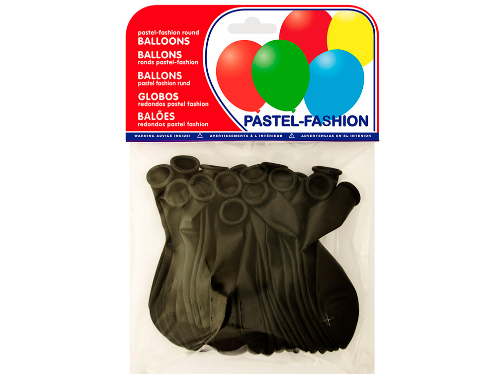 GLOBO 100% LATEX BIODEGRADABLE PASTEL NEGRO BOLSA DE 20 UNIDADES