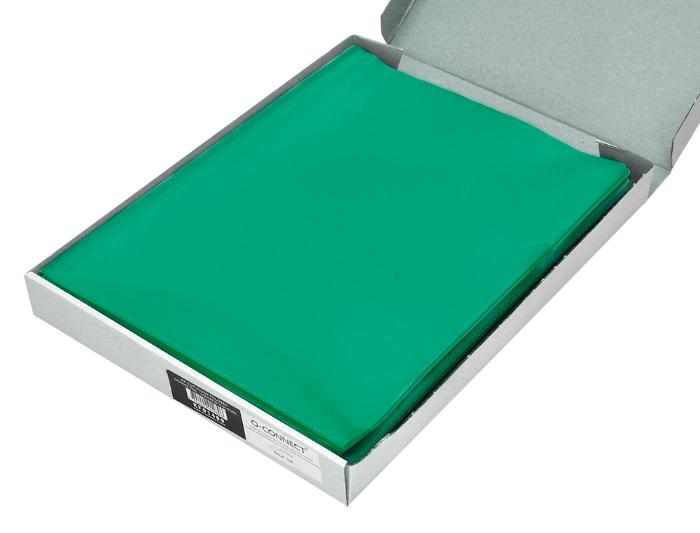 CARPETA DOSSIER UÑERO PLASTICO Q-CONNECT DIN A4 120 MICRAS VERDE CAJA DE 100 UNIDADES