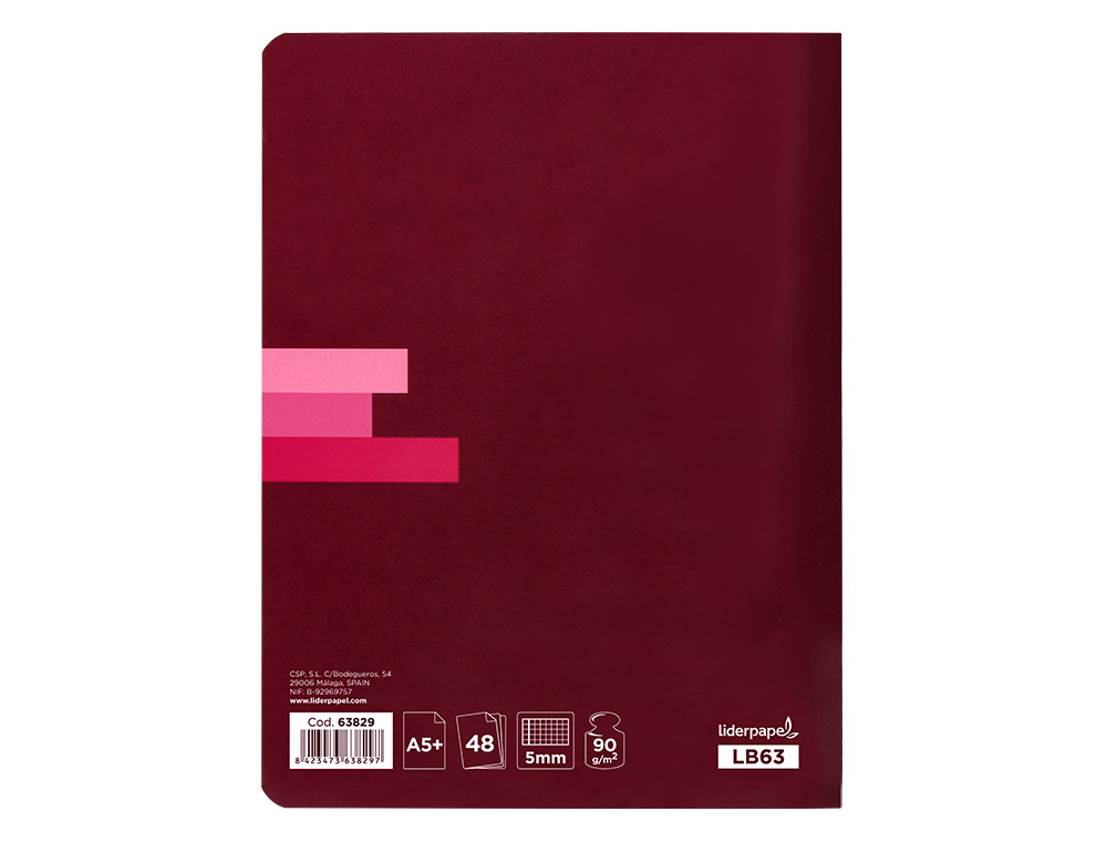 LIBRETA LIDERPAPEL SCRIPTUS A5 PLUS 48 HOJAS 90G/M2 CUADRO 5MM CON MARGEN COLORES SURTIDOS