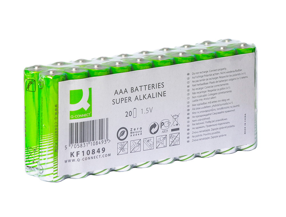 PILA Q-CONNECT ALCALINA AAA PAQUETE CON 20 UNIDADES