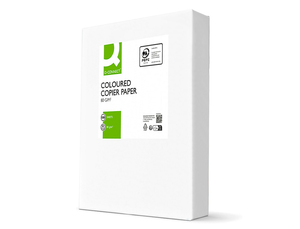 PAPEL COLOR Q-CONNECT DIN A4 80GR AMARILLO INTENSO PAQUETE DE 500 HOJAS