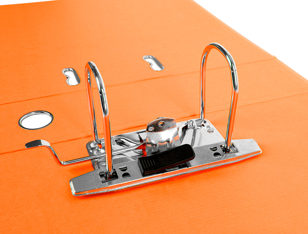 ARCHIVADOR DE PALANCA LIDERPAPEL A4 DOCUMENTA FORRADO PVC CON RADO LOMO 75MMNARANJA COMPRESOR METALICO