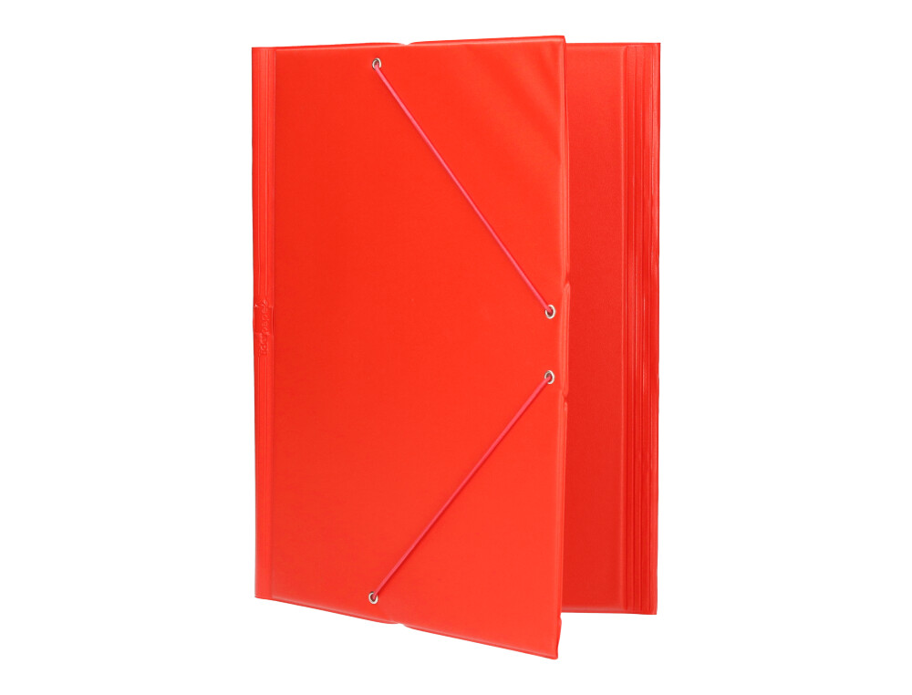 CARPETA LIDERPAPEL GOMAS TRES SOLAPAS PLASTICO FOLIO COLOR ROJO